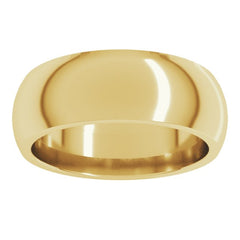 14K Yellow Gold 7 mm Comfort-Fit Half Round Band Size 5