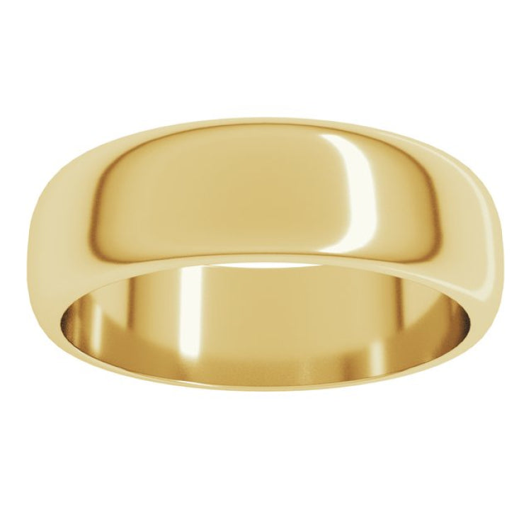 10K Yellow Gold 6 mm Half Round Band Size 11