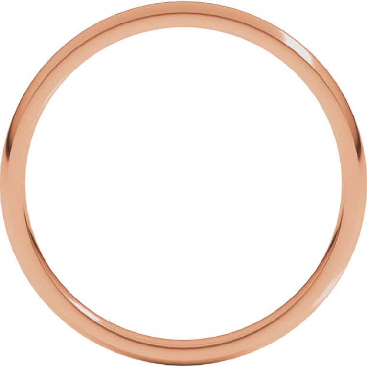 14K Rose Gold 2 mm Lightweight Comfort-Fit Half Round Band Size 7.5