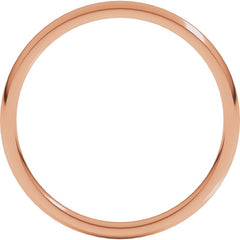 14K Rose Gold 2 mm Lightweight Comfort-Fit Half Round Band Size 7.5