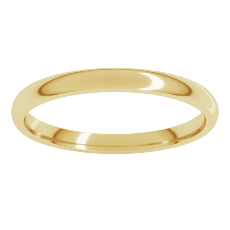 14K Yellow Gold 2 mm Lightweight Comfort-Fit Half Round Band Size 11