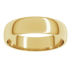 10K Yellow Gold 5 mm Lightweight Half Round Band Size 12