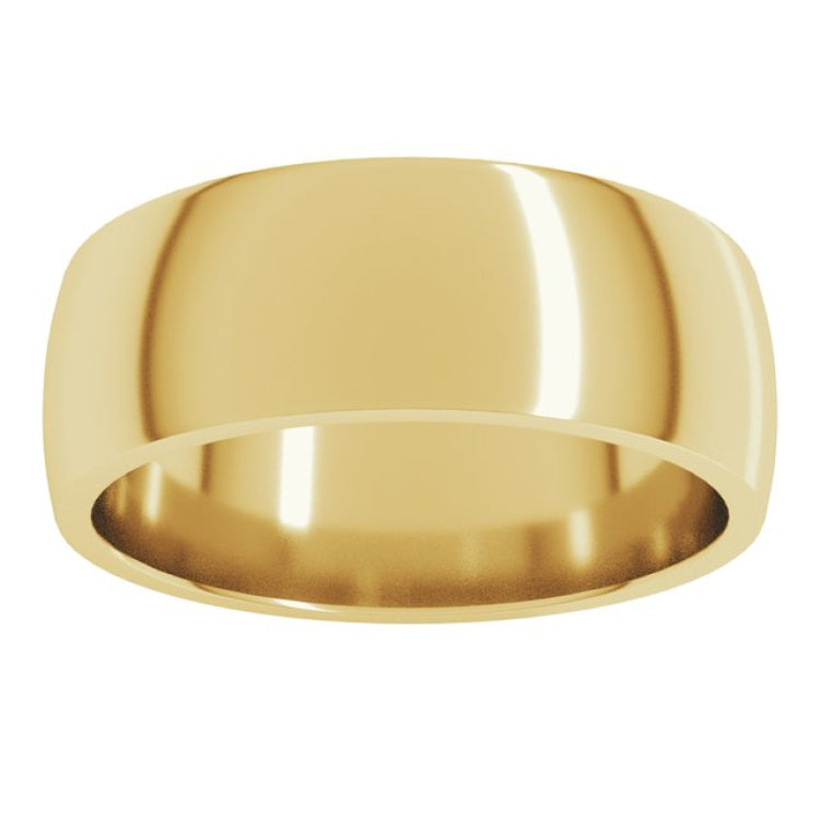 14K Yellow Gold 7 mm Lightweight Comfort-Fit Half Round Band Size 7