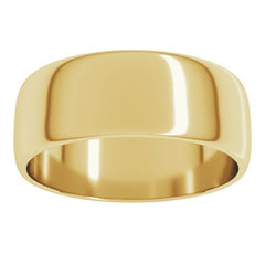 14K Yellow Gold 7 mm Lightweight Half Round Band Size 9