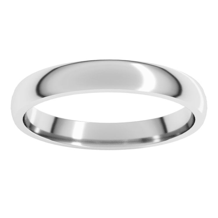 10K White Gold 3 mm Lightweight Comfort-Fit Half Round Band Size 9