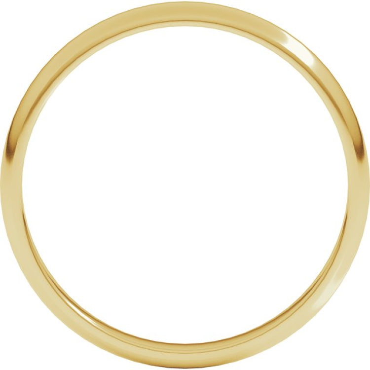 14K Yellow Gold 2.5 mm Lightweight Half Round Band Size 6