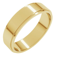 14K Yellow Gold 5 mm Stepped-Edge Flat Band Size 8.5