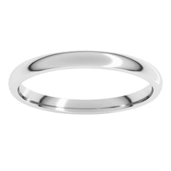 10K White Gold 2 mm Lightweight Comfort-Fit Half Round Band Size 6