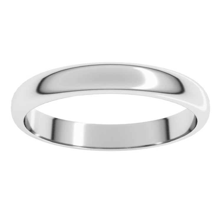 14K X1 White Gold 3 mm Half Round Band Size 7