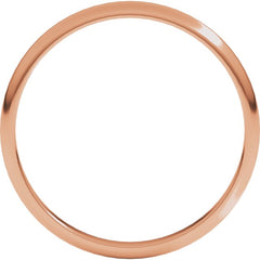 14K Rose Gold 2 mm Lightweight Half Round Band Size 6