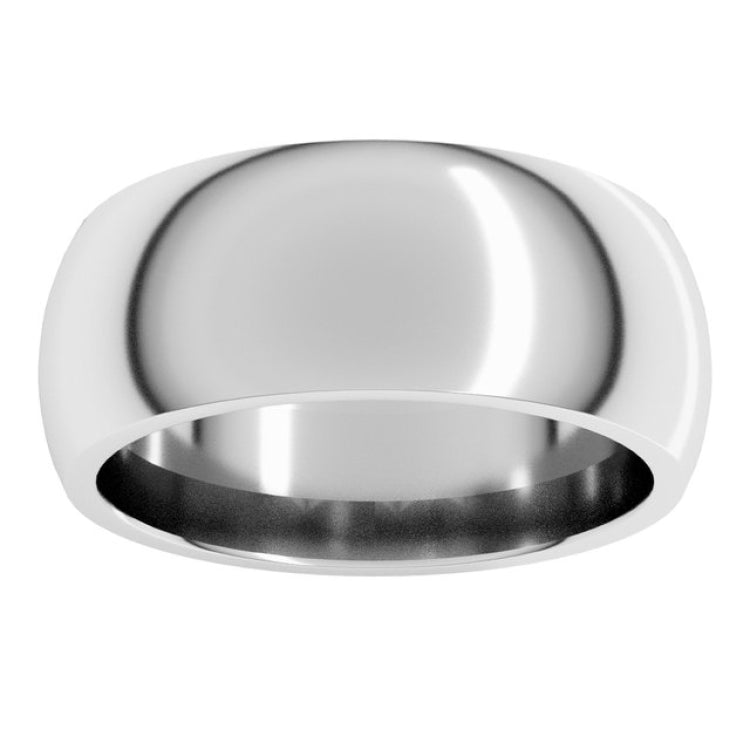 Sterling Silver 8 mm Comfort-Fit Half Round Band Size 12.5