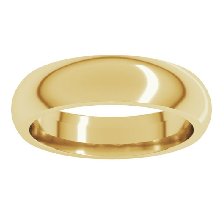 14K Yellow Gold 5 mm Comfort-Fit Half Round Band Size 9