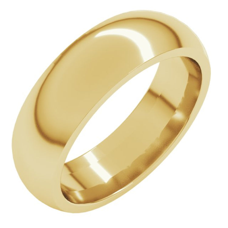 18K Yellow Gold 6 mm Comfort-Fit Half Round Band Size 12