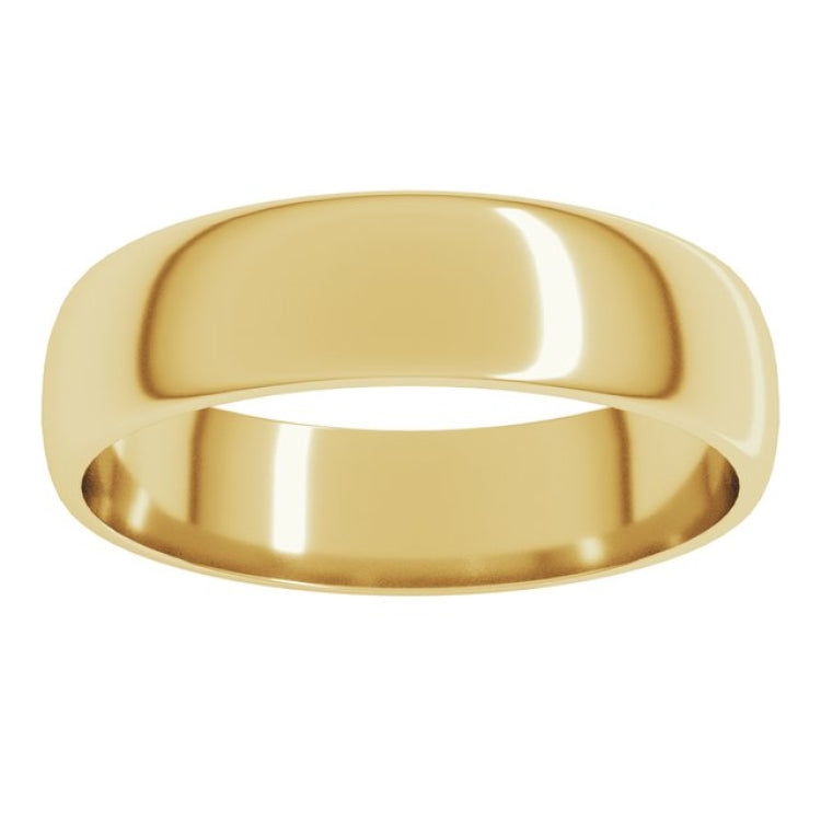 10K Yellow Gold 5 mm Lightweight Half Round Band Size 5.5