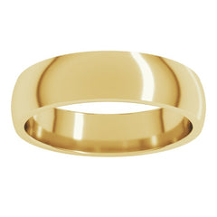 14K Yellow Gold 5 mm Lightweight Comfort-Fit Half Round Band Size 4.5