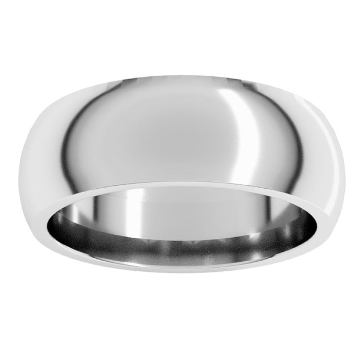 14K White Gold 7 mm Comfort-Fit Half Round Band Size 10.5
