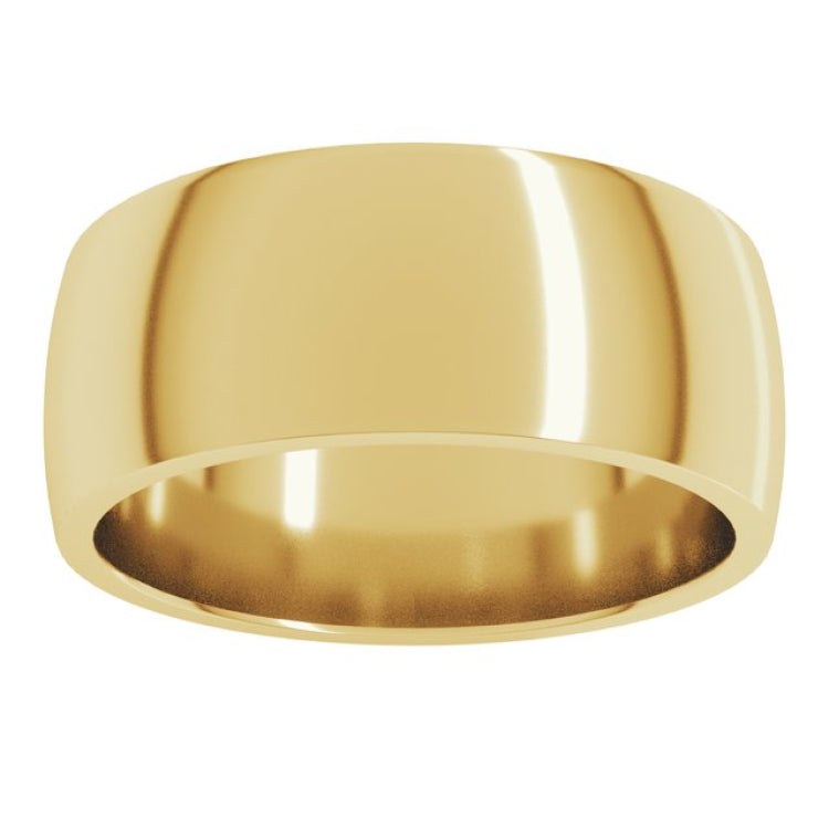 14K Yellow Gold 8 mm Lightweight Comfort-Fit Half Round Band Size 7