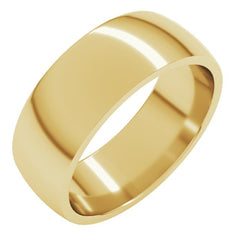 10K Yellow Gold 7 mm Lightweight Comfort-Fit Half Round Band Size 9.5