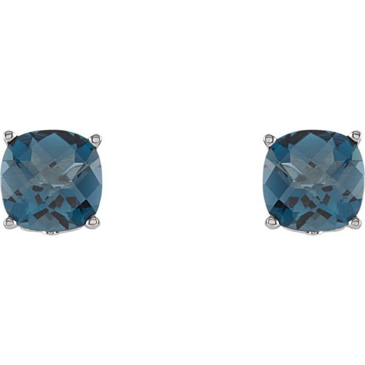 Sterling Silver Natural London Blue Topaz Scroll Setting® Earrings