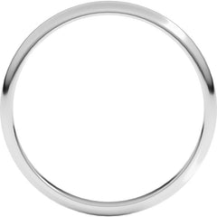 14K White Gold 2 mm Lightweight Half Round Band Size 4