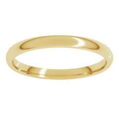 14K Yellow Gold 2 mm Lightweight Comfort-Fit Half Round Band Size 5.5