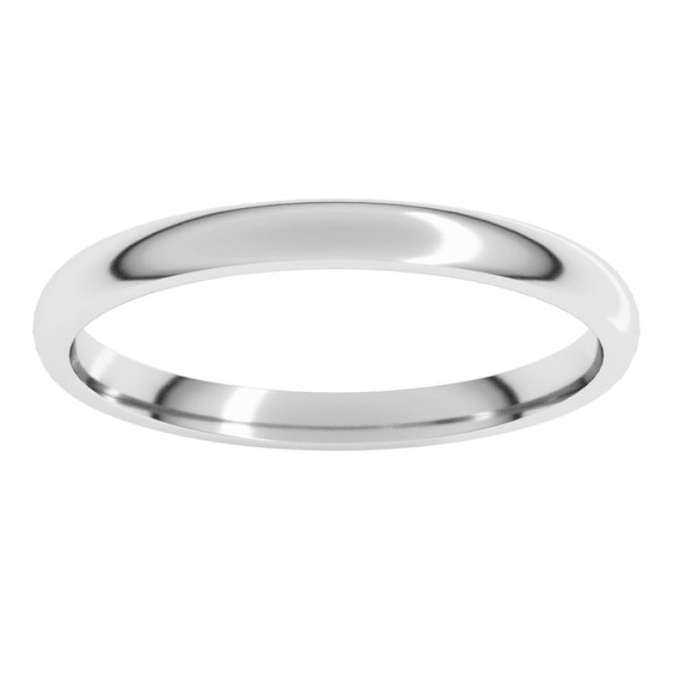 14K White Gold 2 mm Lightweight Comfort-Fit Half Round Band Size 10