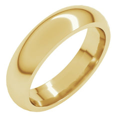 18K Yellow Gold 5 mm Comfort-Fit Half Round Band Size 10