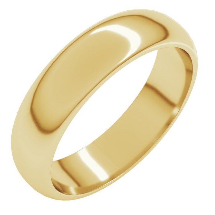 14K Yellow Gold 5 mm Half Round Band Size 10