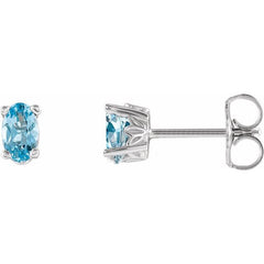14K White Gold Natural Aquamarine Scroll Setting® Stud Earrings