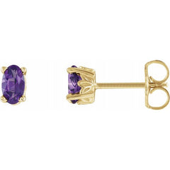 14K Yellow Gold Natural Amethyst Scroll Setting® Stud Earrings