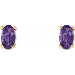 14K Yellow Gold Natural Amethyst Scroll Setting® Stud Earrings