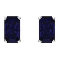 14K White Gold Lab-Grown Blue Sapphire Scroll Setting® Earrings