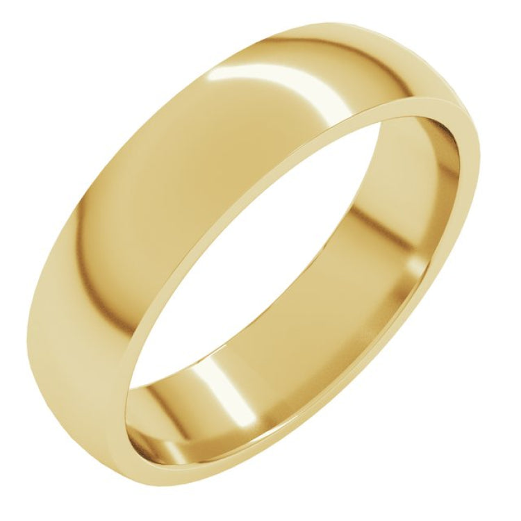 14K Yellow Gold 5 mm Lightweight Comfort-Fit Half Round Band Size 12.5