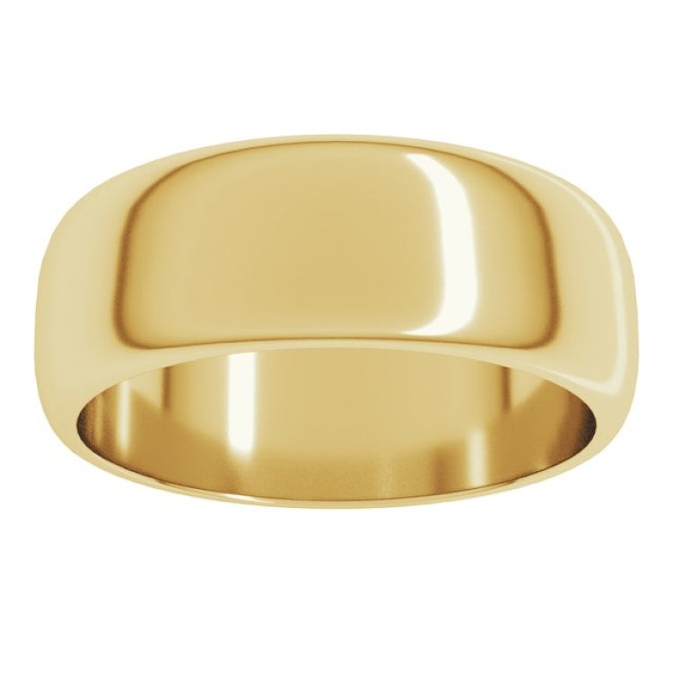 14K Yellow Gold 7 mm Half Round Band Size 9.5