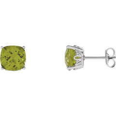 14K White Gold Natural Peridot Scroll Setting® Earrings