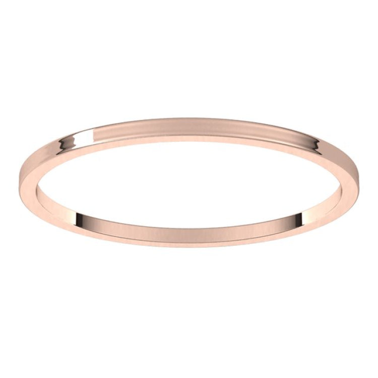 14K Rose Gold 1 mm Ultra-Lightweight Flat Band Size 9