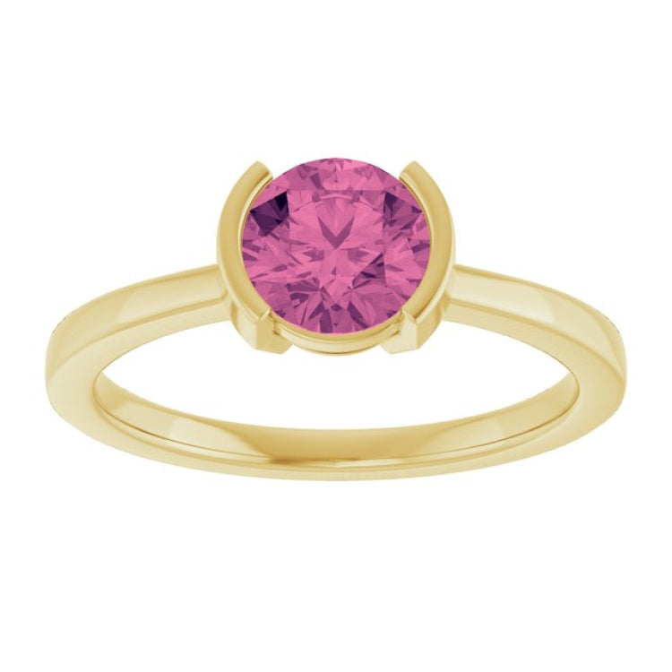 14K Yellow Gold Natural Pink Tourmaline Ring