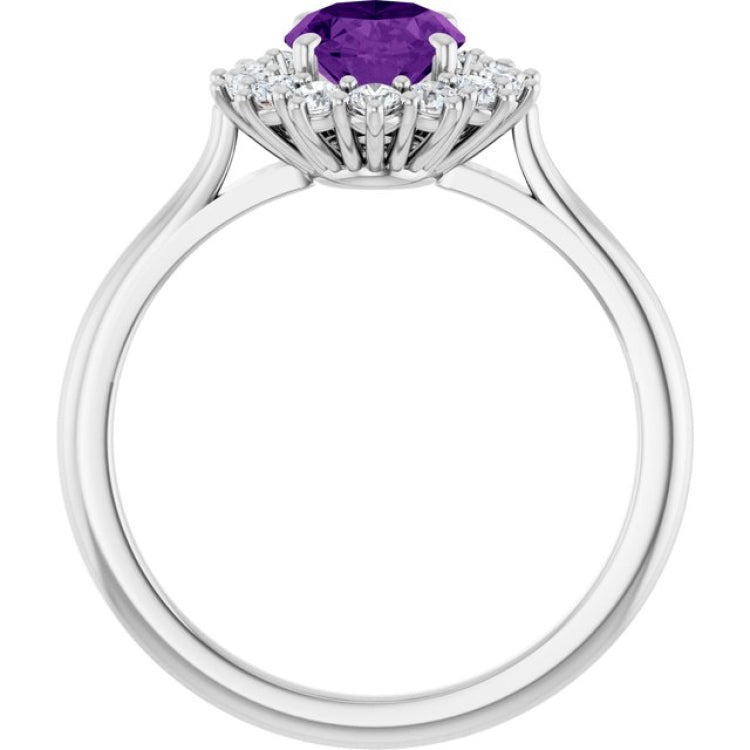 Sterling Silver Natural Amethyst & 1/3 CTW Lab-Grown Diamond Ring