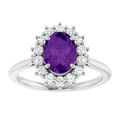 Sterling Silver Natural Amethyst & 1/3 CTW Lab-Grown Diamond Ring