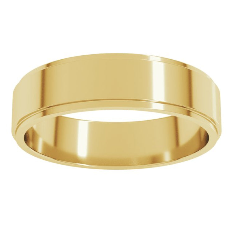 10K Yellow Gold 5 mm Stepped-Edge Flat Band Size 9.5