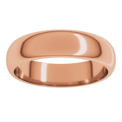 10K Rose Gold 5 mm Half Round Band Size 4
