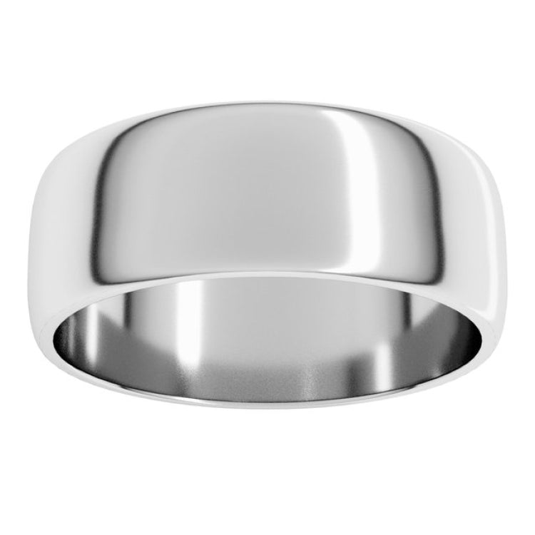 Platinum 7 mm Lightweight Half Round Band Size 9