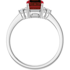14K White Gold Natural Mozambique Garnet and 1/10 CTW Lab-Grown Diamond Ring