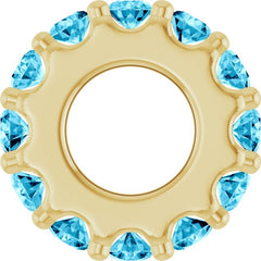 18K Yellow Gold-Plated Sterling Silver Natural Aquamarine Spacer Charm/Pendant