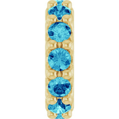 18K Yellow Gold-Plated Sterling Silver Natural Blue Zircon Spacer Charm/Pendant