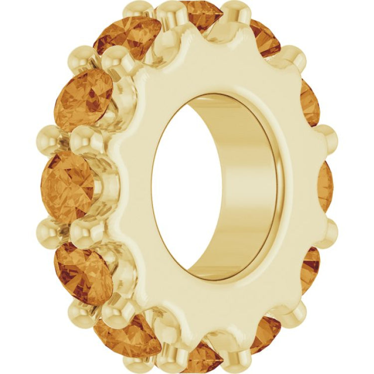 18K Yellow Gold-Plated Sterling Silver Natural Citrine Spacer Charm/Pendant