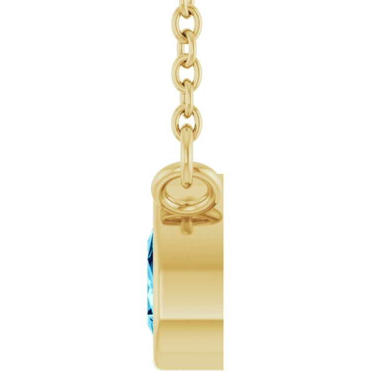 14K Yellow Gold Natural Aquamarine 18" Necklace