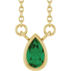 14K Yellow Gold Lab-Grown Emerald 18" Necklace