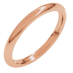 10K Rose Gold 2 mm Comfort-Fit Half Round Band Size 7.5