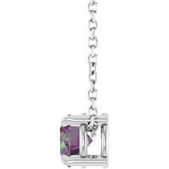 Sterling Silver 5 mm Lab-Grown Alexandrite 16-18" Necklace